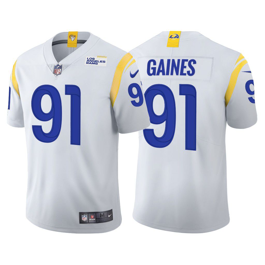 Men Los Angeles Rams #91 Greg Gaines Nike White Limited NFL Jersey
